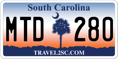 SC license plate MTD280