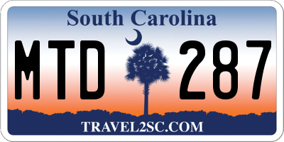 SC license plate MTD287