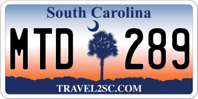SC license plate MTD289