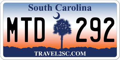 SC license plate MTD292
