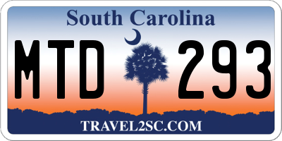 SC license plate MTD293