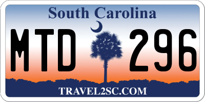 SC license plate MTD296