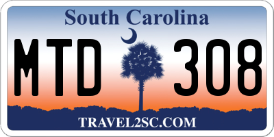 SC license plate MTD308