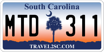 SC license plate MTD311