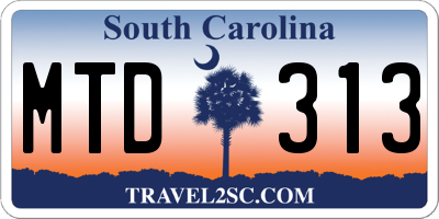 SC license plate MTD313