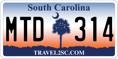 SC license plate MTD314