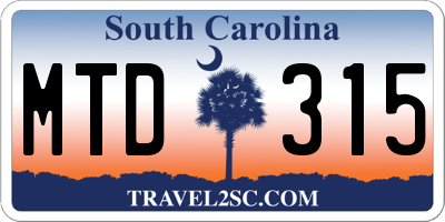 SC license plate MTD315