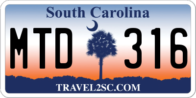 SC license plate MTD316