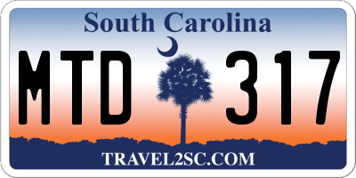 SC license plate MTD317