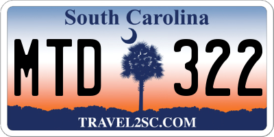 SC license plate MTD322