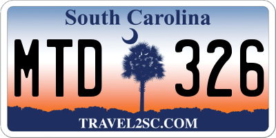 SC license plate MTD326