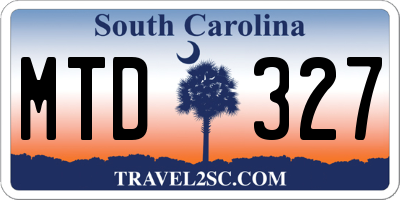 SC license plate MTD327