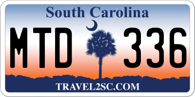 SC license plate MTD336