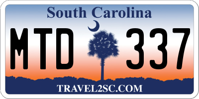 SC license plate MTD337