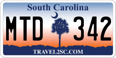 SC license plate MTD342