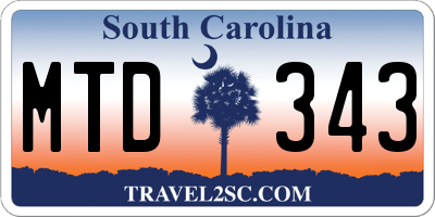 SC license plate MTD343