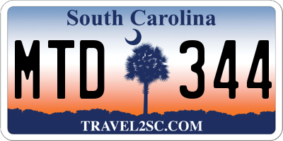 SC license plate MTD344
