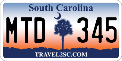 SC license plate MTD345