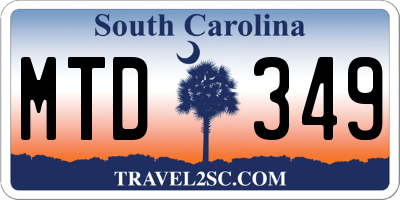 SC license plate MTD349