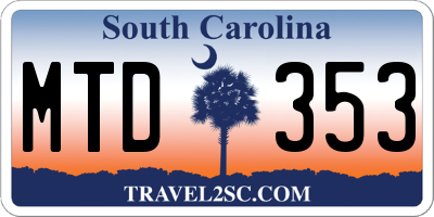SC license plate MTD353
