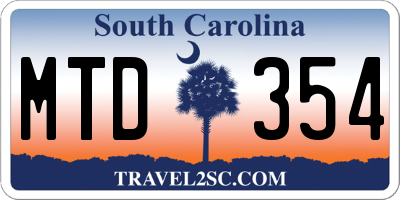 SC license plate MTD354