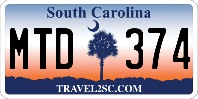 SC license plate MTD374