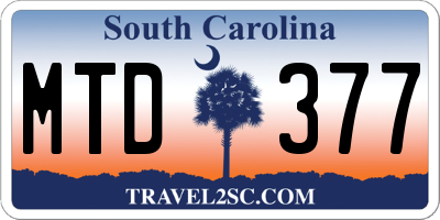 SC license plate MTD377