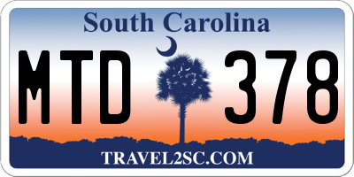SC license plate MTD378