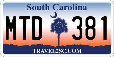 SC license plate MTD381