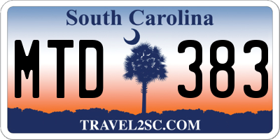 SC license plate MTD383