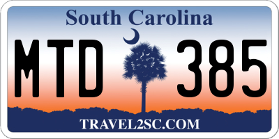 SC license plate MTD385