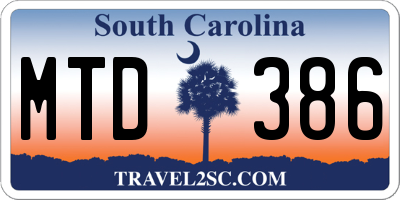 SC license plate MTD386