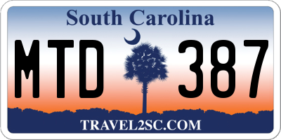 SC license plate MTD387