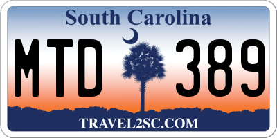 SC license plate MTD389
