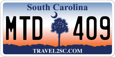 SC license plate MTD409