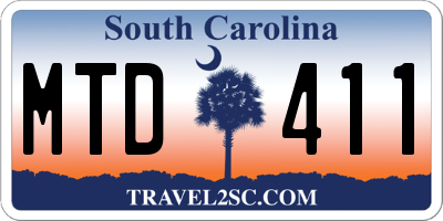 SC license plate MTD411
