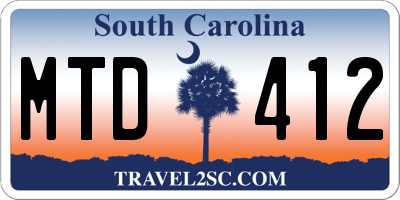 SC license plate MTD412