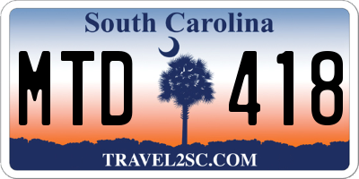 SC license plate MTD418