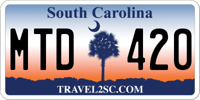 SC license plate MTD420
