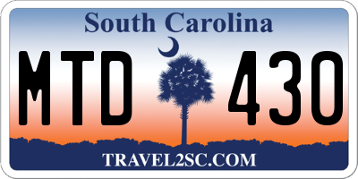 SC license plate MTD430