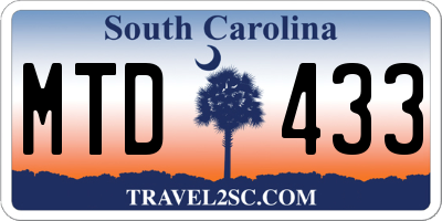SC license plate MTD433