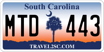 SC license plate MTD443