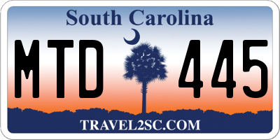 SC license plate MTD445