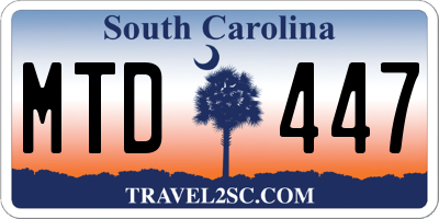 SC license plate MTD447