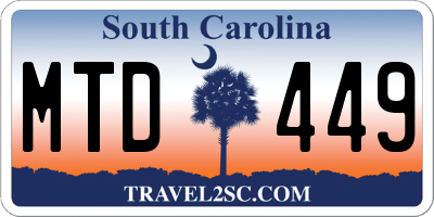 SC license plate MTD449