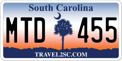 SC license plate MTD455