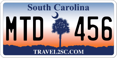 SC license plate MTD456