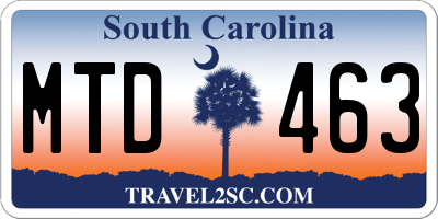 SC license plate MTD463