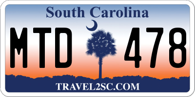 SC license plate MTD478