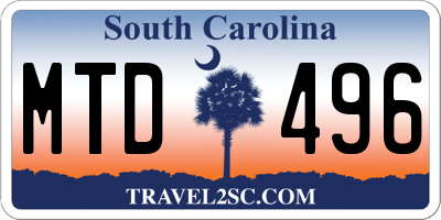 SC license plate MTD496